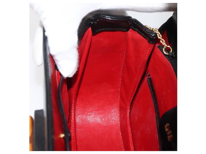 Borsa a mano GUCCI Bamboo in pelle nera e oro 000 1227 0633 Auth 178723V Nero D'oro - vista 21