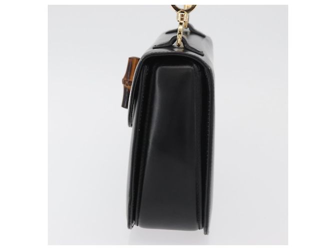 Borsa a mano GUCCI Bamboo in pelle nera e oro 000 1227 0633 Auth 178723V Nero D'oro - vista 3
