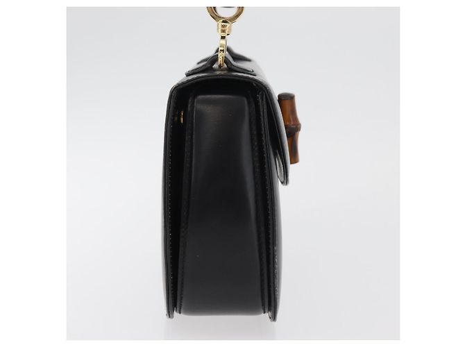 Borsa a mano GUCCI Bamboo in pelle nera e oro 000 1227 0633 Auth 178723V Nero D'oro - vista 4