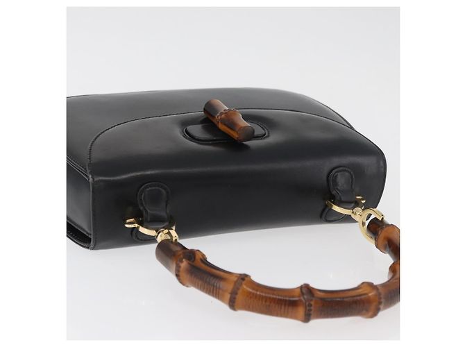 Borsa a mano GUCCI Bamboo in pelle nera e oro 000 1227 0633 Auth 178723V Nero D'oro - vista 6