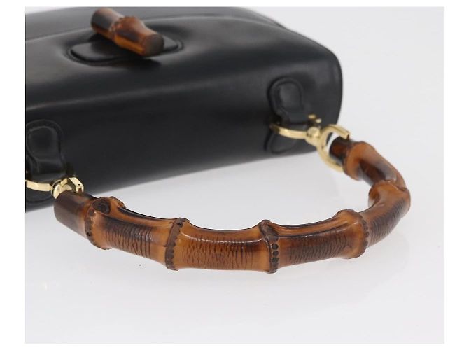 Borsa a mano GUCCI Bamboo in pelle nera e oro 000 1227 0633 Auth 178723V Nero D'oro - vista 7