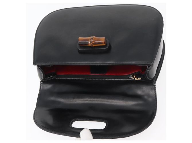 Borsa a mano GUCCI Bamboo in pelle nera e oro 000 1227 0633 Auth 178723V Nero D'oro - vista 9