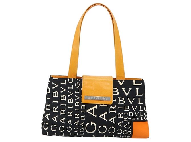 Bulgari Borsa BVLGARI Logo Mania in tela nero argento Auth 180087 - vista 13