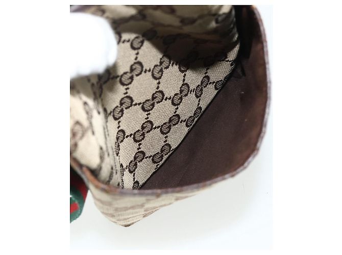 Borsa a tracolla GUCCI GG Canvas Web Sherry Line Beige Red Green 141863 Auth ka4335 Rosso Verde - vista 19