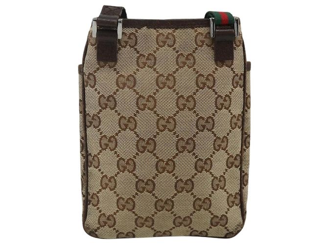 Borsa a tracolla GUCCI GG Canvas Web Sherry Line Beige Red Green 141863 Auth ka4335 Rosso Verde - vista 2