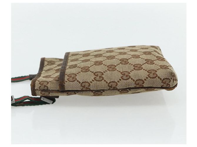 Borsa a tracolla GUCCI GG Canvas Web Sherry Line Beige Red Green 141863 Auth ka4335 Rosso Verde - vista 3