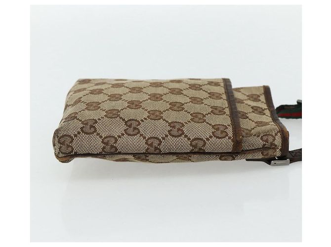 Borsa a tracolla GUCCI GG Canvas Web Sherry Line Beige Red Green 141863 Auth ka4335 Rosso Verde - vista 4