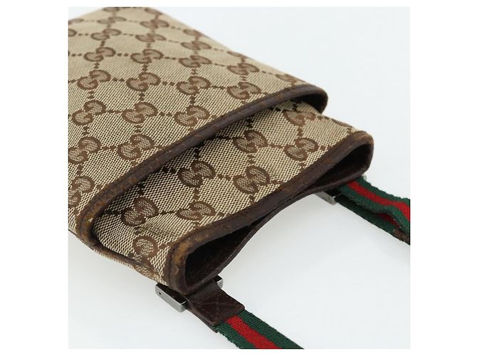 Borsa a tracolla GUCCI GG Canvas Web Sherry Line Beige Red Green 141863 Auth ka4335 Rosso Verde - vista 6