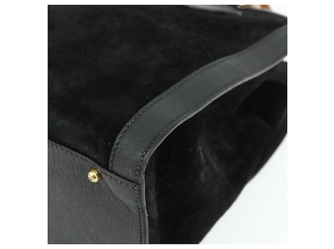 Borsa a mano GUCCI Bamboo in scamosciato nero e oro 002 0260 Auth ep14476 D'oro - vista 14