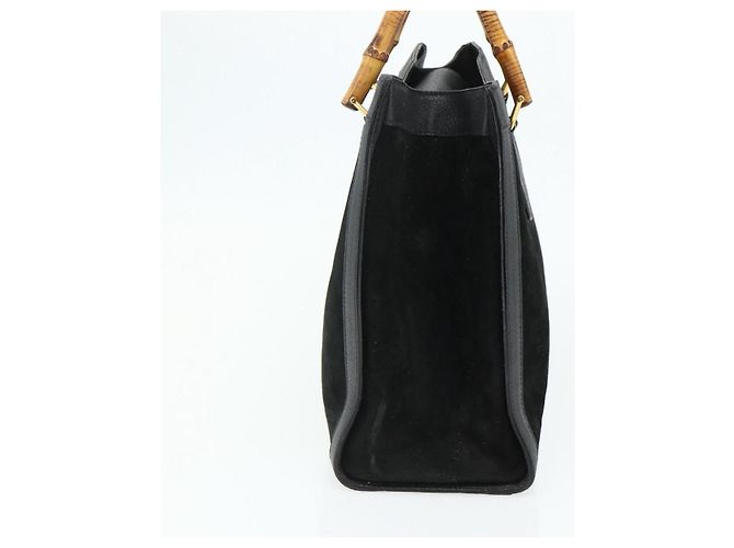 Borsa a mano GUCCI Bamboo in scamosciato nero e oro 002 0260 Auth ep14476 D'oro - vista 3