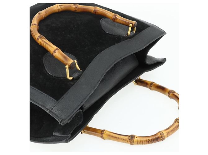 Borsa a mano GUCCI Bamboo in scamosciato nero e oro 002 0260 Auth ep14476 D'oro - vista 6