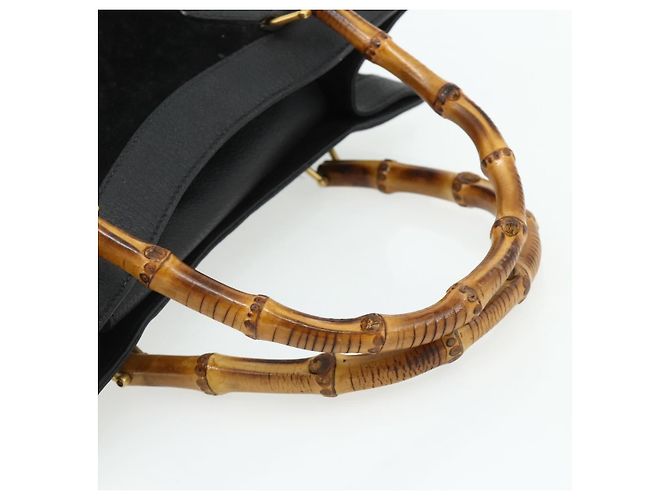 Borsa a mano GUCCI Bamboo in scamosciato nero e oro 002 0260 Auth ep14476 D'oro - vista 7