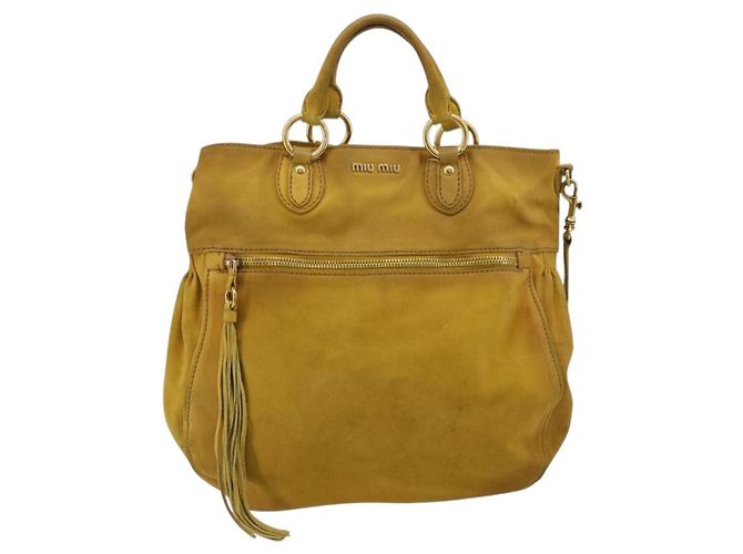 Borsa Miu Miu in scamosciato 2way Oro Giallo Autentica bs34949 D'oro - vista 13