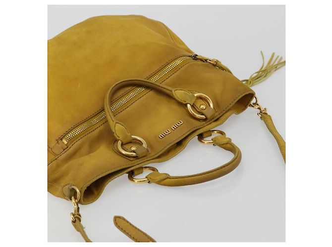 Borsa Miu Miu in scamosciato 2way Oro Giallo Autentica bs34949 D'oro - vista 6