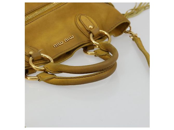Borsa Miu Miu in scamosciato 2way Oro Giallo Autentica bs34949 D'oro - vista 7