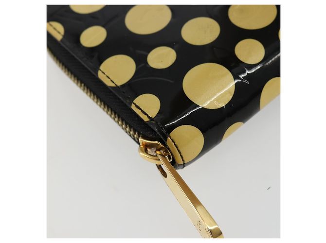LOUIS VUITTON Vernis Yayoi Kusama Zippy Wallet White Black M91573 Auth bs35097A Nero Bianco - vista 14