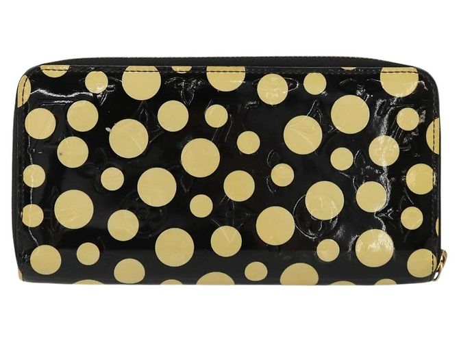 LOUIS VUITTON Vernis Yayoi Kusama Zippy Wallet White Black M91573 Auth bs35097A Nero Bianco - vista 2