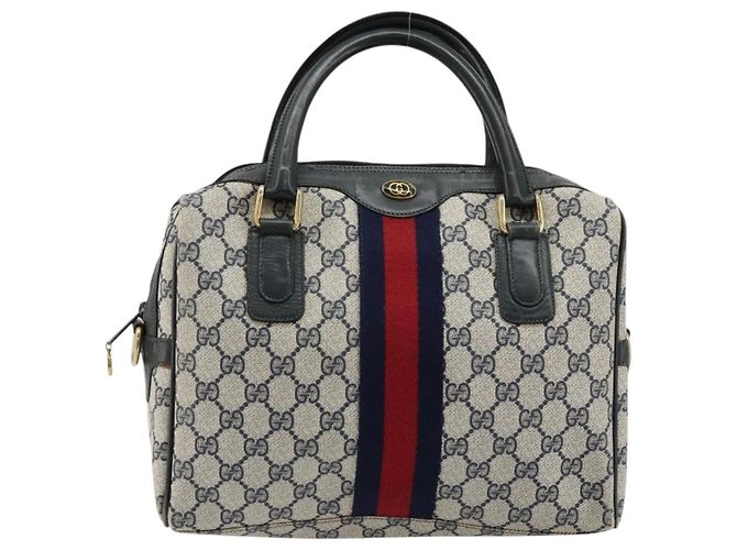 Borsa GUCCI GG Supreme Sherry Line PVC Blu Navy Oro 010 378 Auth ep14524 D'oro - vista 13