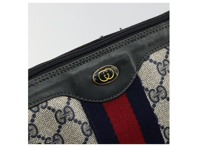 Borsa GUCCI GG Supreme Sherry Line PVC Blu Navy Oro 010 378 Auth ep14524 D'oro - vista 18