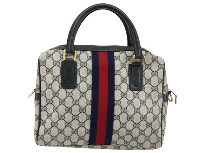 Borsa GUCCI GG Supreme Sherry Line PVC Blu Navy Oro 010 378 Auth ep14524 D'oro - vista 2
