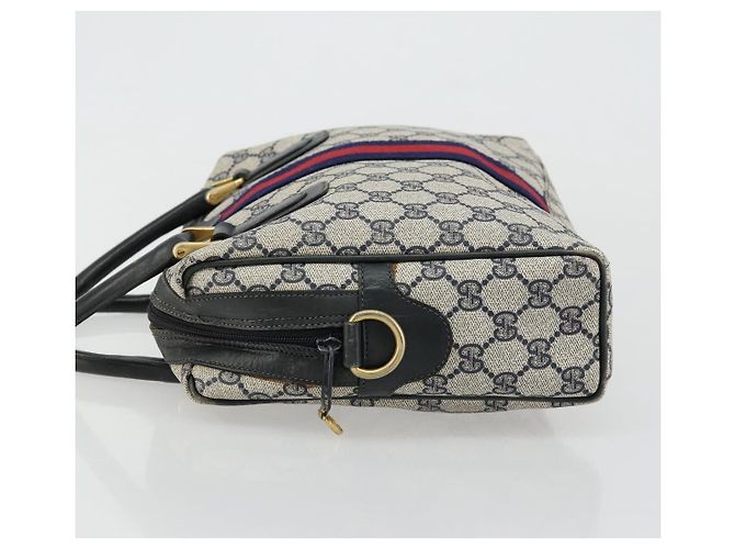 Borsa GUCCI GG Supreme Sherry Line PVC Blu Navy Oro 010 378 Auth ep14524 D'oro - vista 4
