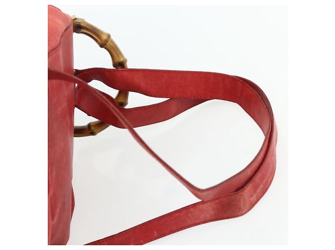Zaino GUCCI Bamboo in pelle rosso oro 000 2023 0016 Auth 179624 - vista 14
