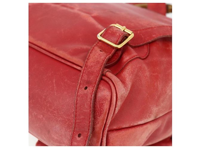 Zaino GUCCI Bamboo in pelle rosso oro 000 2023 0016 Auth 179624 - vista 16
