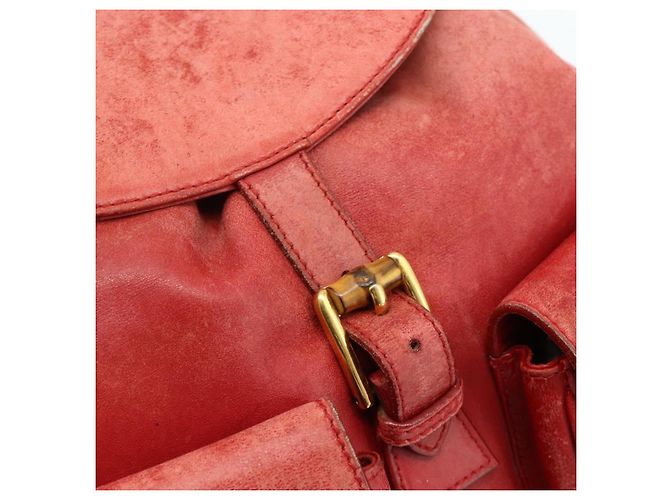 Zaino GUCCI Bamboo in pelle rosso oro 000 2023 0016 Auth 179624 - vista 19