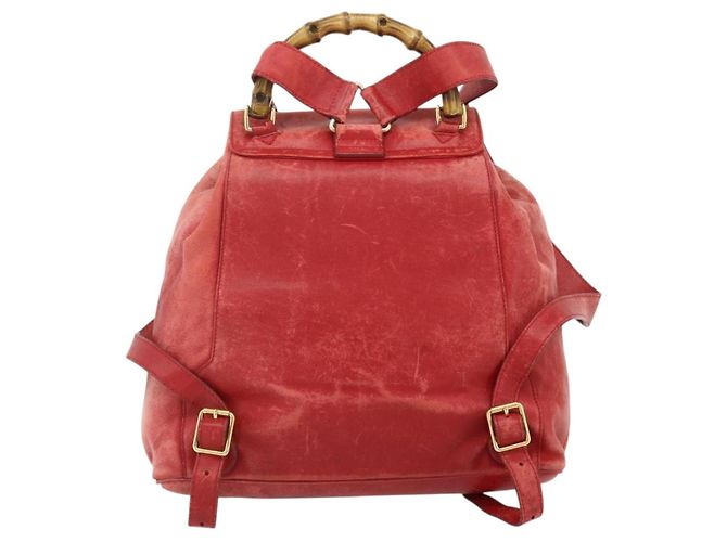 Zaino GUCCI Bamboo in pelle rosso oro 000 2023 0016 Auth 179624 - vista 2