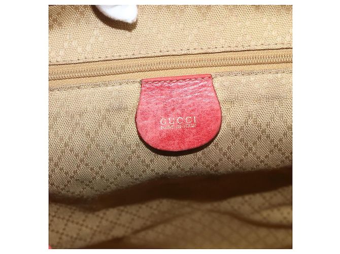 Zaino GUCCI Bamboo in pelle rosso oro 000 2023 0016 Auth 179624 - vista 20