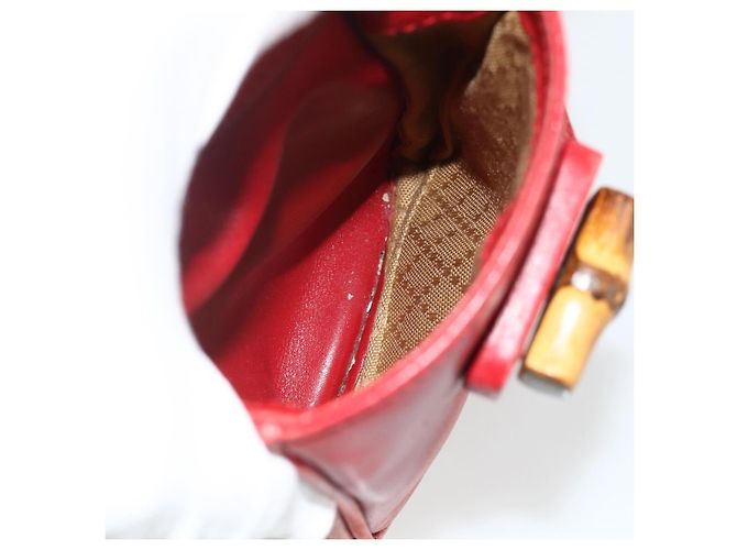 Zaino GUCCI Bamboo in pelle rosso oro 000 2023 0016 Auth 179624 - vista 25