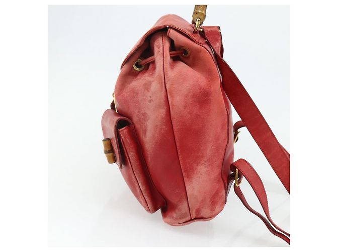 Zaino GUCCI Bamboo in pelle rosso oro 000 2023 0016 Auth 179624 - vista 4