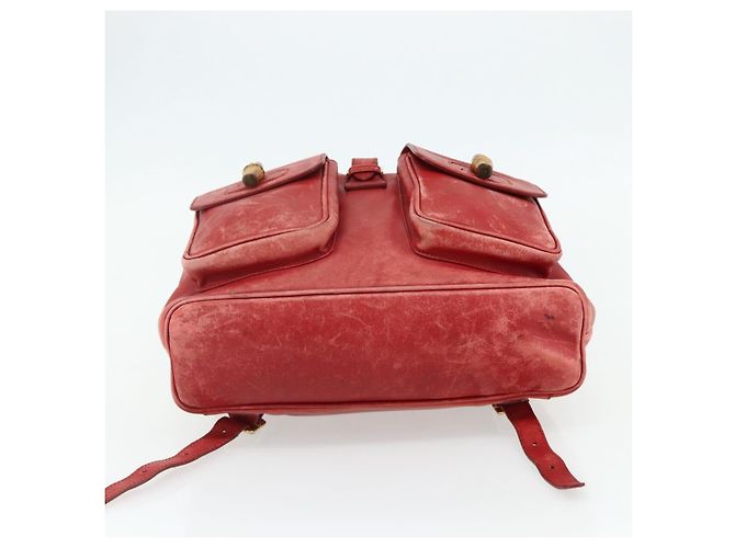 Zaino GUCCI Bamboo in pelle rosso oro 000 2023 0016 Auth 179624 - vista 5