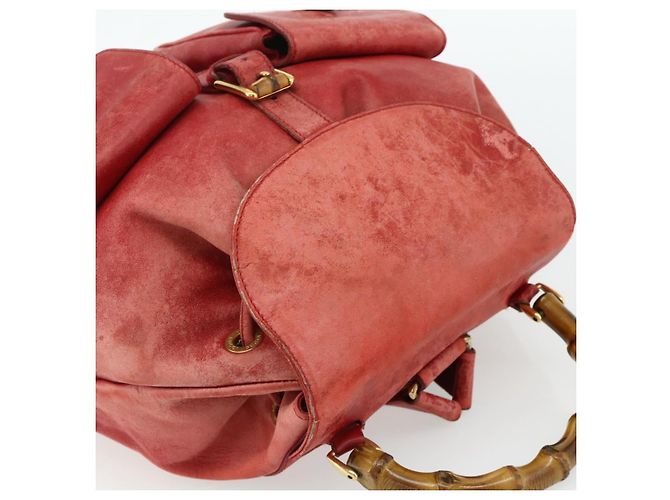 Zaino GUCCI Bamboo in pelle rosso oro 000 2023 0016 Auth 179624 - vista 6