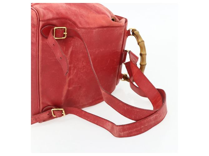 Zaino GUCCI Bamboo in pelle rosso oro 000 2023 0016 Auth 179624 - vista 9