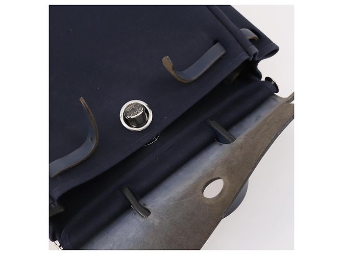 Hermès HERMES Her Line Herbag Ad Backpack Canvas Navy Silver Auth ep14037 Argento Blu navy - vista 10