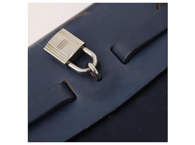 Hermès HERMES Her Line Herbag Ad Backpack Canvas Navy Silver Auth ep14037 Argento Blu navy - vista 19