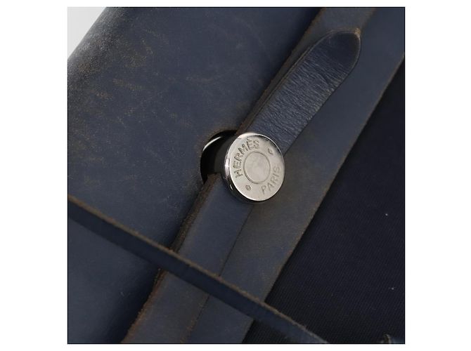Hermès HERMES Her Line Herbag Ad Backpack Canvas Navy Silver Auth ep14037 Argento Blu navy - vista 21