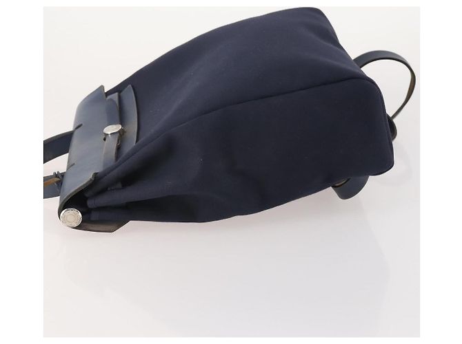 Hermès HERMES Her Line Herbag Ad Backpack Canvas Navy Silver Auth ep14037 Argento Blu navy - vista 4