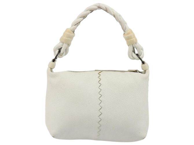 Borsa BOTTEGA VENETA in pelle bianco argento Auth mr2483 - vista 2