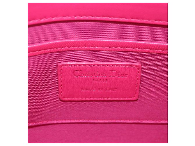Borsa a tracolla Christian Dior Lady Dior Chain in pelle rosa oro Auth bs35063SAM D'oro - vista 10