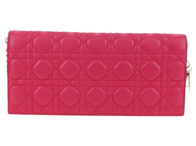 Borsa a tracolla Christian Dior Lady Dior Chain in pelle rosa oro Auth bs35063SAM D'oro - vista 13