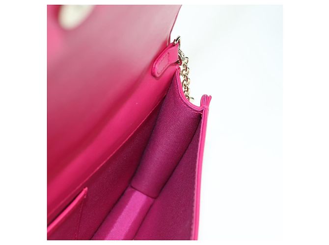 Borsa a tracolla Christian Dior Lady Dior Chain in pelle rosa oro Auth bs35063SAM D'oro - vista 14