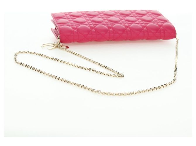 Borsa a tracolla Christian Dior Lady Dior Chain in pelle rosa oro Auth bs35063SAM D'oro - vista 6