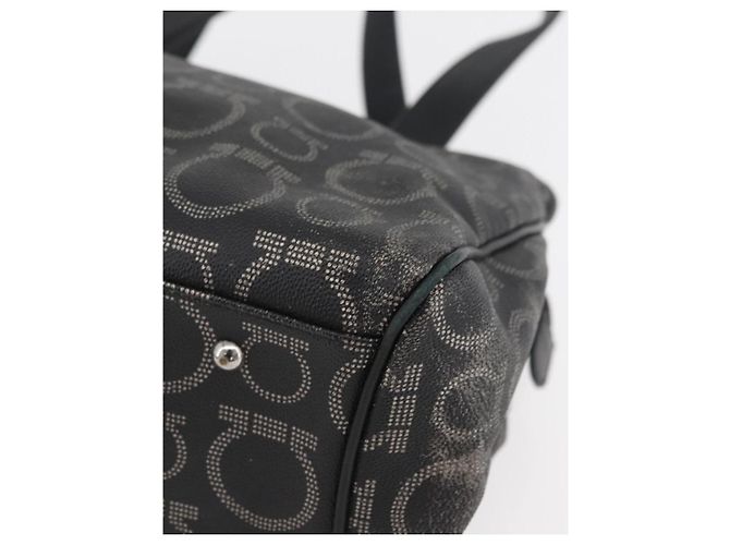 Borsa Salvatore Ferragamo Gancini in PVC e pelle nera argento Auth BA12524 Nero - vista 15