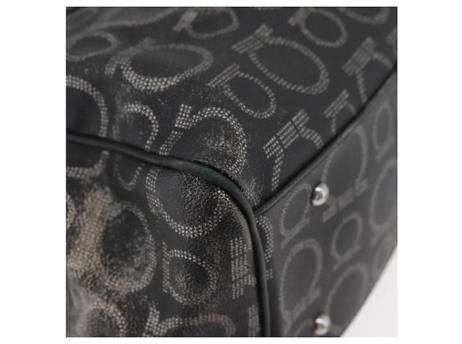 Borsa Salvatore Ferragamo Gancini in PVC e pelle nera argento Auth BA12524 Nero - vista 16