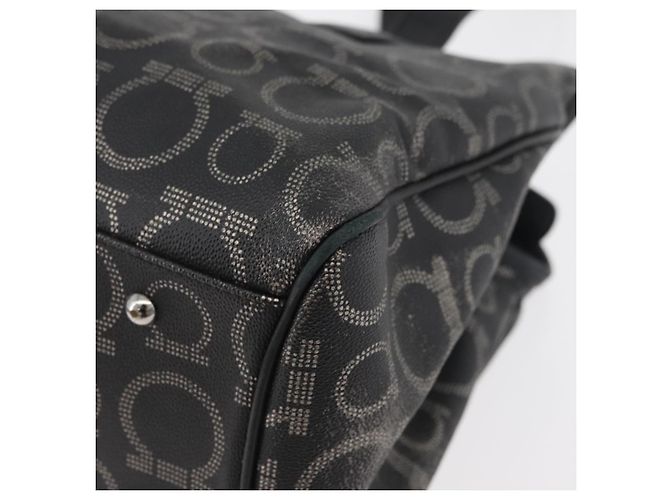 Borsa Salvatore Ferragamo Gancini in PVC e pelle nera argento Auth BA12524 Nero - vista 17