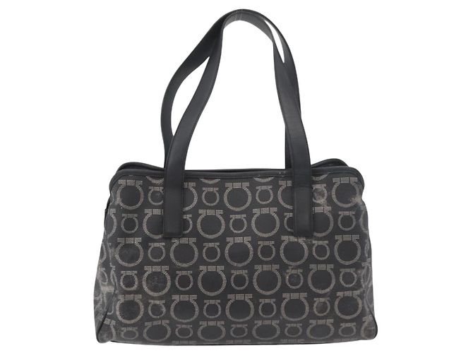 Borsa Salvatore Ferragamo Gancini in PVC e pelle nera argento Auth BA12524 Nero - vista 2