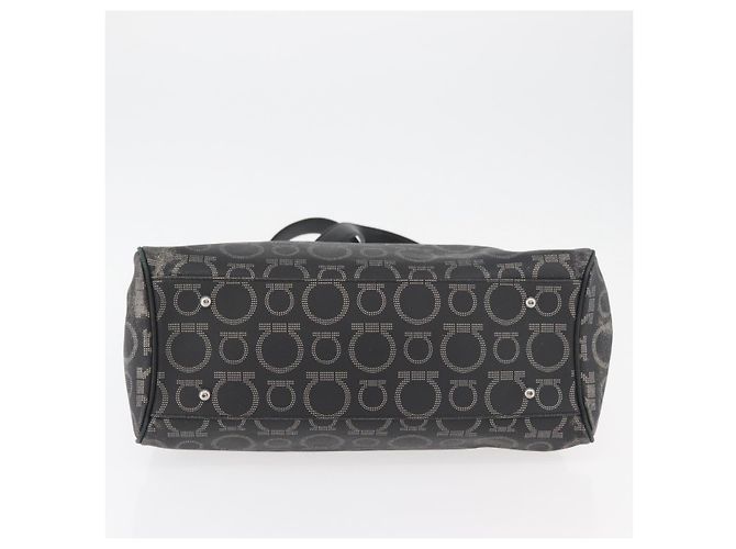 Borsa Salvatore Ferragamo Gancini in PVC e pelle nera argento Auth BA12524 Nero - vista 6