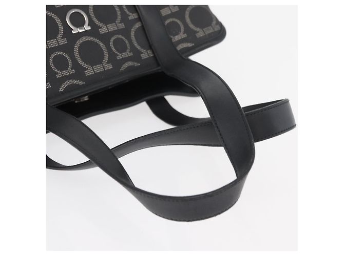 Borsa Salvatore Ferragamo Gancini in PVC e pelle nera argento Auth BA12524 Nero - vista 8